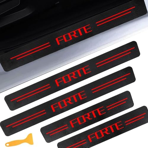 Door Sill Protectors for Kia Forte LX & GT & GT-Line & LXS & EX, Carbon Fiber by CHIYLE