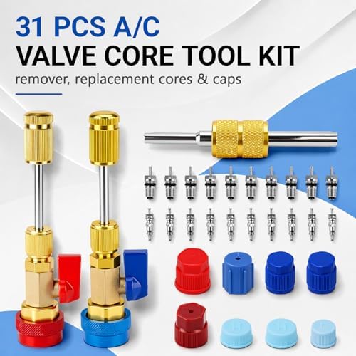 31Pcs R134A Valve Core Quick Remover Installer Tool Set, High Low Pressure AC - Image 2