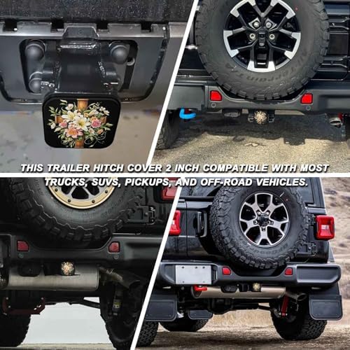 2 Inch Floral Cross Trailer Hitch Cover Rubber Receiver Tube Plug Cap, Tow - Image 5