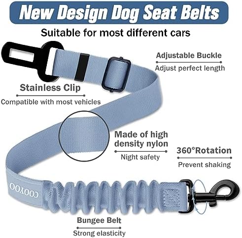 COOYOO Dog Seat Belt, 3 Piece Set Retractable Dog Car Adjustable Seatbelts - Image 3