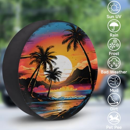 Rv Spare Tire Cover Wheel Sunset Palm Beach Tire Covers Wheel Protectors - Image 3