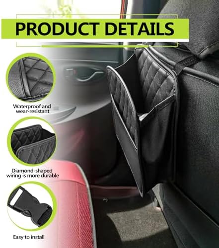 1Pack Car Seat Back Organizer, PU Leather Hanging Organizer, Waterproof Easy To - Image 3