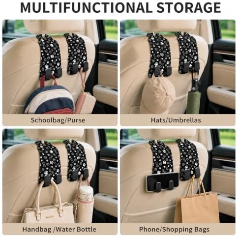 Cute Black Paw Car Seat Back Storage Headrest Hooks - Image 6