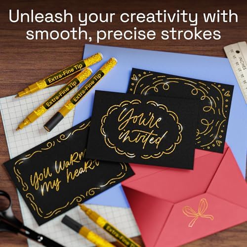 ARTISTRO Glitter Gold Acrylic Paint Markers - Image 2