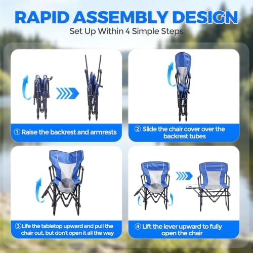 2 Pack Camping Chairs with Side Table & Cup Holder 400 lbs - Image 6