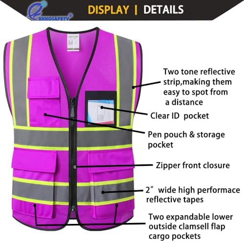 Purple Reflective Safety Vest for Men Women - Image 3