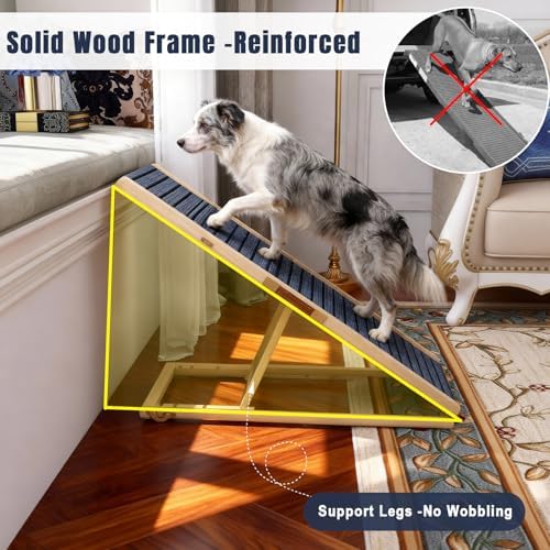 Adjustable Wooden Dog Ramp for Small & Medium Dogs, 39.4" Long x 15.8" Wide - Image 3