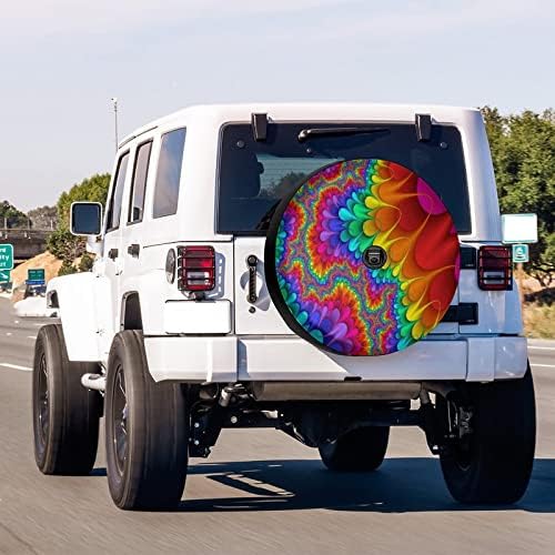 Tie Dye Abstract Rainbow Color Spare Tire Cover - Image 2