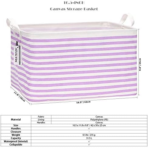 Sea Team Large Rectangle Open-Top Canvas Storage Basket - Image 6