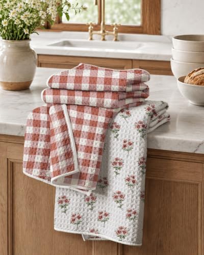 Miss Adola 2pcs Double-Sided Microfiber Kitchen Towels, Rustic Bloom by MissAdola