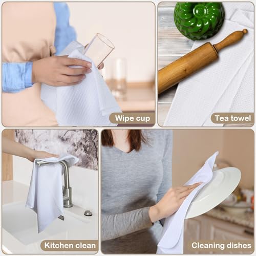 Sublimation Towels Waffle Kitchen Towel Fast Drying Tea Towels White 16x24 - Image 6