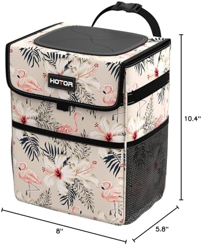 HOTOR Car Trash Can, Leak-Proof Car Organizer, Flamingo Print - Image 2
