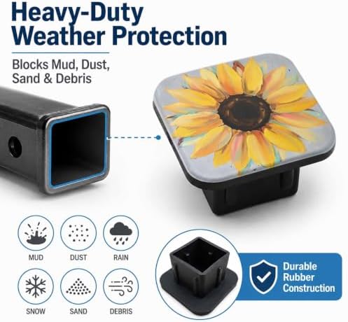 Trailer Hitch Covers Abstract Sunflower Yellow Heavy Duty 2 Inch Hitch Cover - Image 6