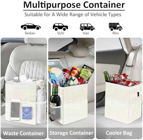 Cute Mini Car Trash Bag with Lid, Glitter Garbage Can Bin Hanging - Image 5