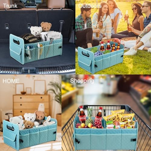 Car Trunk Organizer for SUV, Collapsible Car Storage Organizer Lake Blue - Image 6