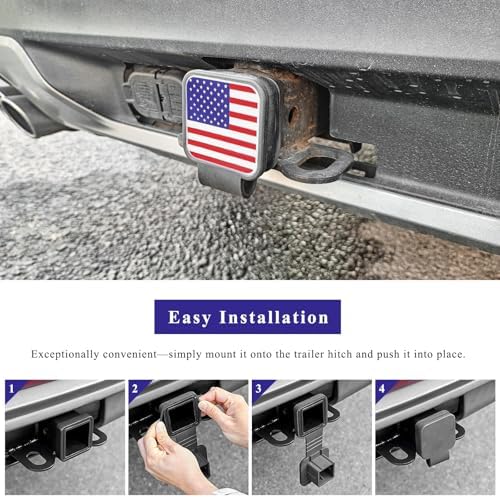 2 Inch Rubber Trailer Hitch Cover, Dustproof American Flag Hitch Cover Tube - Image 6