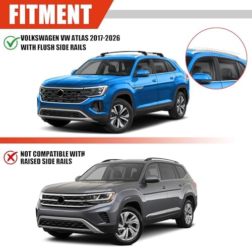 Roof Rack Cross Bars for 2017-2026 Volkswagen VW Atlas 396lbs Lockable Roof - Image 3