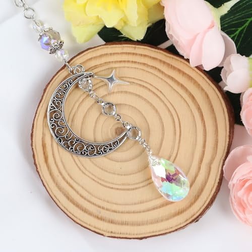 Moon Crystal Suncatcher Rearview Mirror Car Charms Suncatcher - Image 4