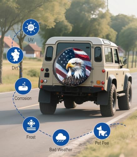 RV Spare Tire Cover 14in with American Eagle USA Flag Universal Fit - Image 3