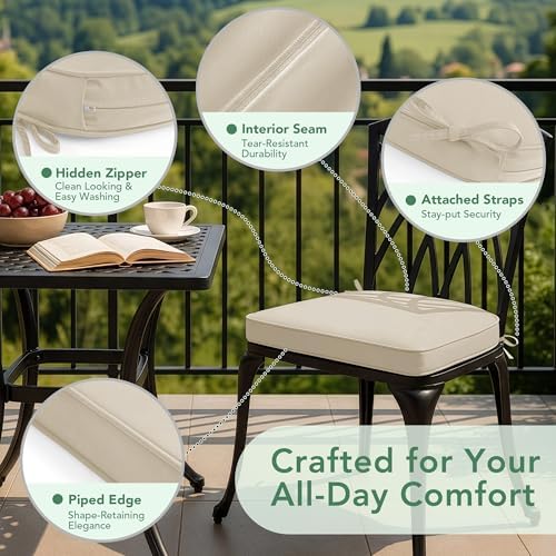 Outdoor Chair Cushions Set of 2: Waterproof & Fade Resistant Patio Furniture - Image 4