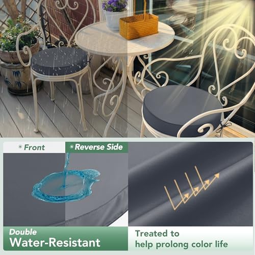 Summsun Outdoor Bistro Chair Cushions Set of 4, Dark Grey - Image 3
