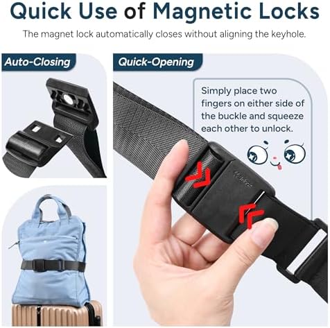 Travel Inspira Magnetic Quick Release Luggage Straps Black - Image 5
