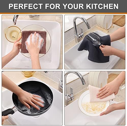 Kitinjoy 100% Cotton Waffle 6-Pack Kitchen Towels, Mixed Color - Image 4