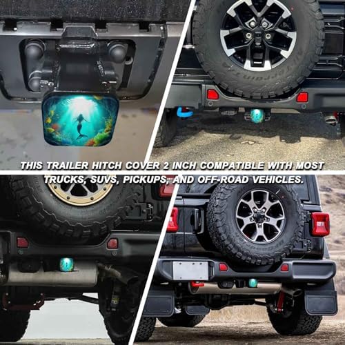 2 Inch Mermaid Ocean Fish Trailer Hitch Cover Rubber Receiver Tube Plug Cap - Image 5