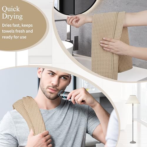 Microfiber Waffle Hand Towels, 4 Pieces, Fast Drying, Lint Free 430 GSM - Image 5