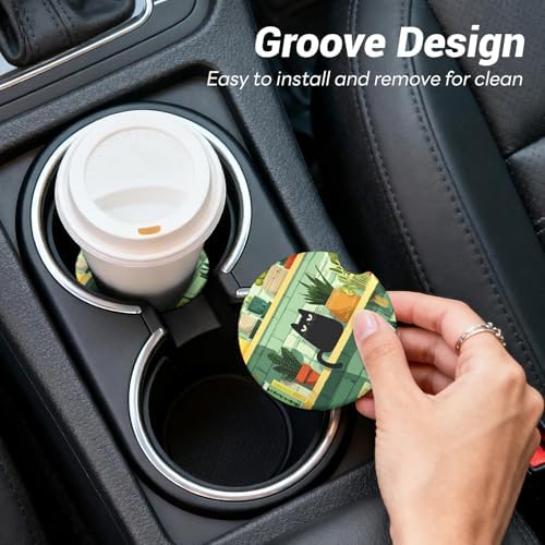 2 Pack Ceramic Car Coasters for Cup Holder, 2.56 in Anti Slip Absorbent Coaster - Image 7