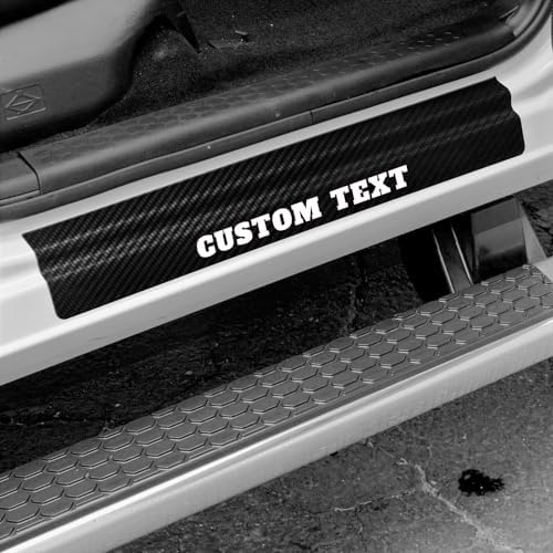 Custom Text Car Accessories 4 Pcs Carbon Fiber Door Sill Scuff Plate Auto Door by Hong+HT
