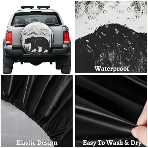 Bear Black Spare Tire Cover Dust-Proof Wheel Protector - Image 4