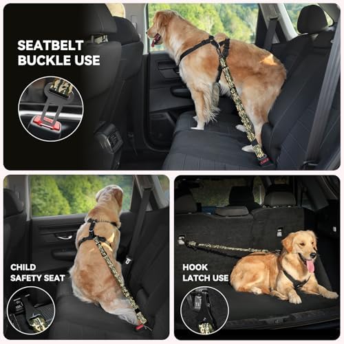Pawaboo 2Pack Dog Car Seatbelt, 3-in-1 Dog Tether - Image 4