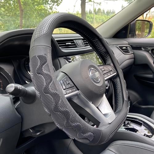 PINCTROT D Shaped Steering Wheel Cover Great Grip 14.5-15 Inch by PINCTROT