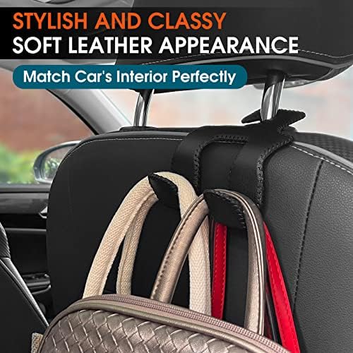 2 in 1 Car Headrest Hooks for Purses and Bags, Upgraded Leather Organizer - Image 3