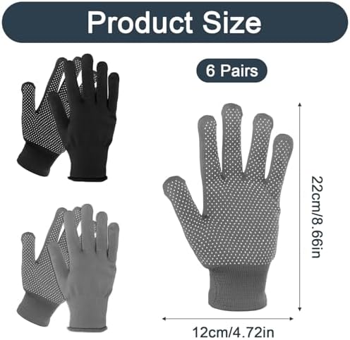 6 Pairs Work Gloves for Men & Women, Knitted Safety Work Gloves - Image 2