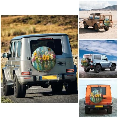 Colorful Flower Spare Tire Cover Waterproof Wheel Cover 17 Inch Universal Fit - Image 4