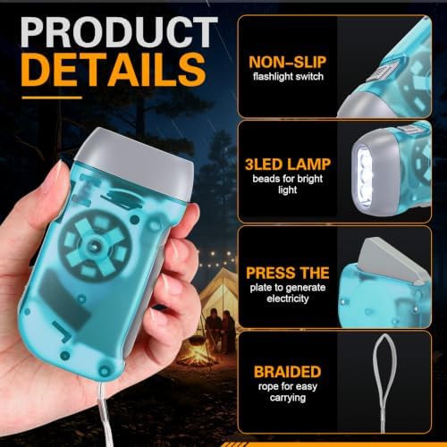 Leelosp 48 Hand Crank Flashlights, Baby Blue - Image 3