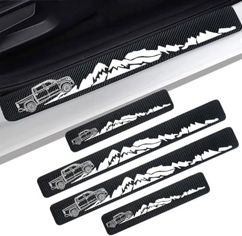 4 Pieces Car Door Sill Protector, Carbon Fiber Threshold Anti-Scratch Sticker by Unknown