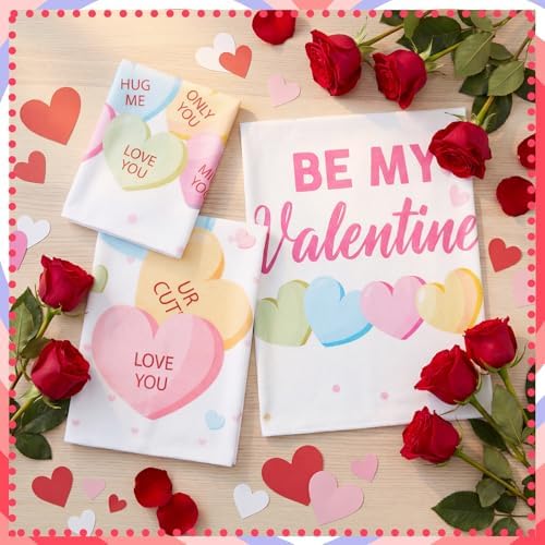 Peryiter 3 Pack Valentine Heart Decorative Bath Towel Set - Image 4
