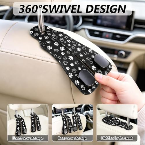 Cute Black Paw Car Seat Back Storage Headrest Hooks - Image 4
