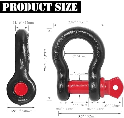 5/8" D Ring Shackle with 3/4" Screw Pin, 3.25T Working Load Limit / 19.5T - Image 4