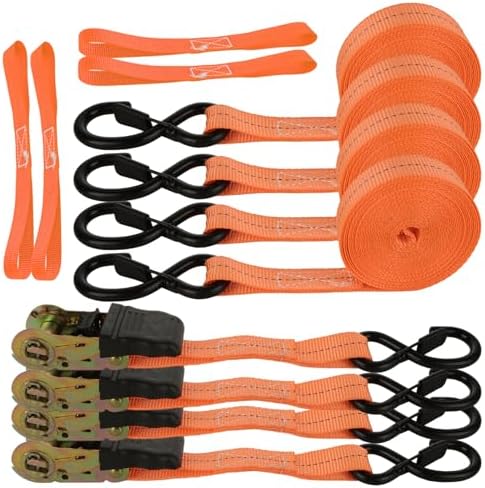4Pack 20 ft Ratchet Straps, 1700 Lb Break Strength by HNBun