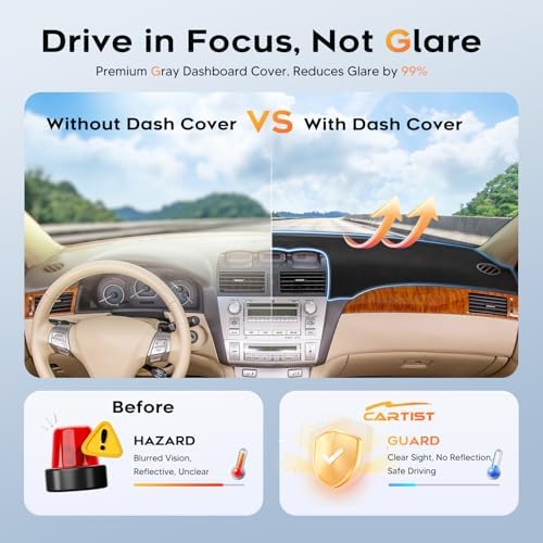 CARTIST Black Dash Cover for 2004-2008 Toyota Solara Dashboard Cover Mat - Image 4