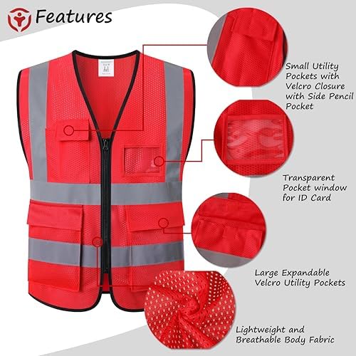 Reflective Safety Vest for Men Women Construction Vest ANSI Standard AP1 - Image 3