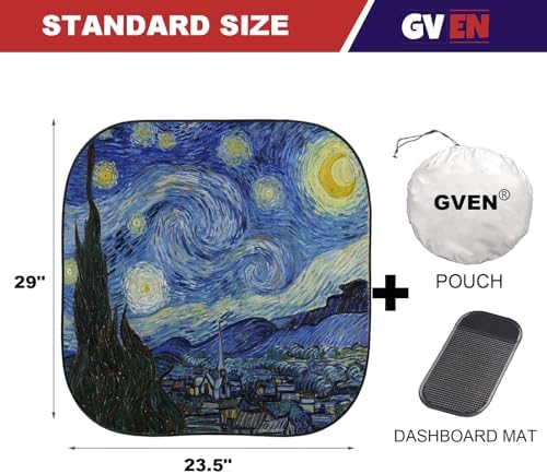 Gven Windshield Sun Shade for Car 2-Piece Foldable Sunshade for Front Windows - Image 2