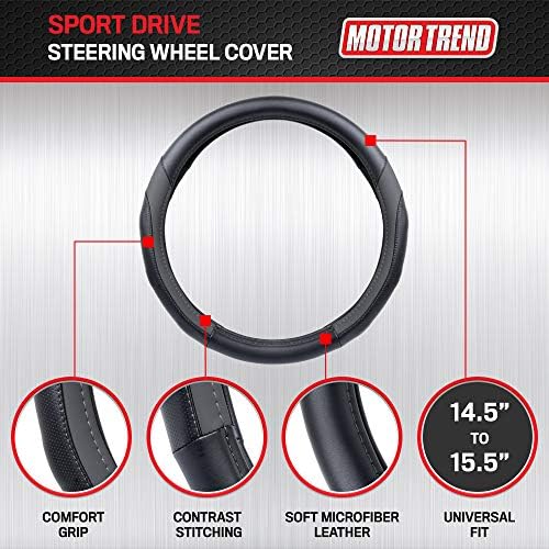 Motor Trend SportDrive Faux Leather Steering Wheel Cover, Standard 15 inch Size - Image 2