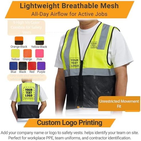 AYKRM 2 Pocket Mesh High Visibility Reflective Safety Vest - Image 4