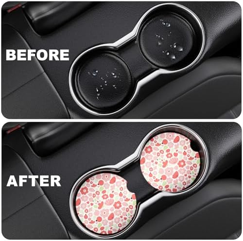 2 Pack Car Cup Holder Coaster, 2.63 inch Anti Slip Insert Absorbent Ceramic - Image 6