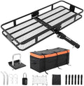 Heavy Duty Folding Hitch Cargo Carrier 70x30x6'' – 600 lbs Capacity Steel by Jojoka